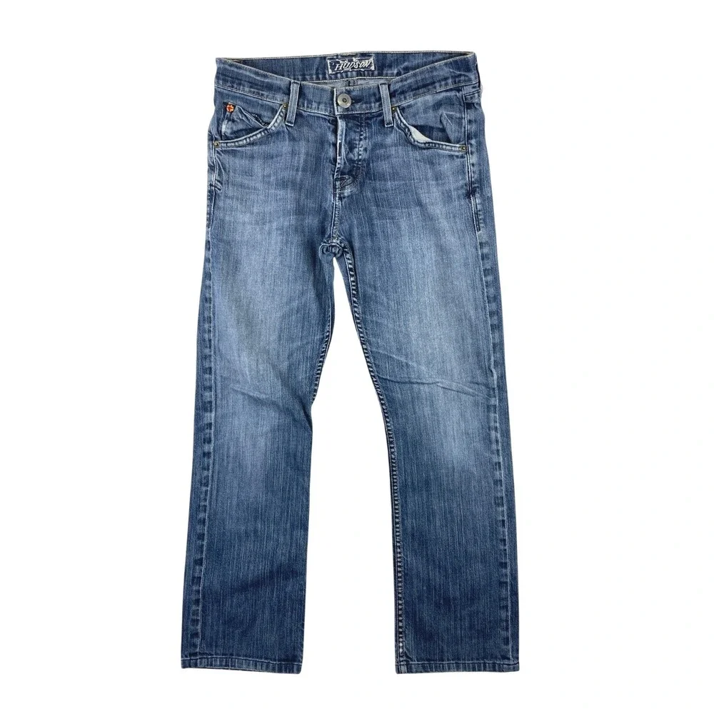 Hudson Byron Straight Leg Jeans Mens 30 Blue Medium Wash Stretch Denim Casual